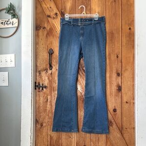 Sincerely Jules Y2K‎ Boho Flare Jeans in Blue belted boho festival belted hippie